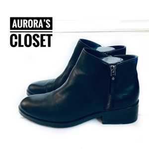 Cole Haan 7 Black Leather Ankle Boots Hayes Double Zip